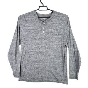 Mens Old Navy Tall Gray Long Sleeve Henley Shirt Cotton Polyester Blend XXL